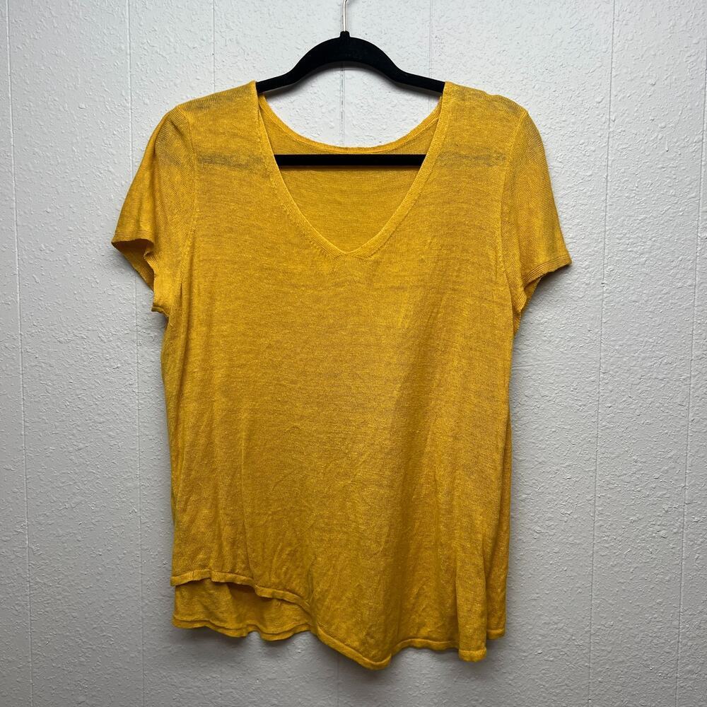 Womens Mustard Coastal Beach Feminine Chic Academia Womens Knit Sweater Medium